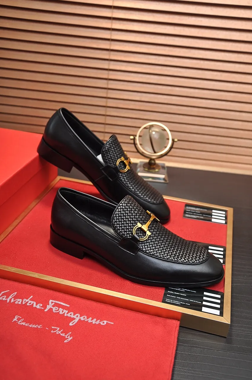 Men's shoes 💰560💶[Ferragamo/Ferragamo] The latest model in the counter. Original imported high-quality cowhide with open sides + imported 🐂 cowhide lining, original luxury metal buckle + original combination outsole. Comparative and stress-free 38--45 (customized for 45)